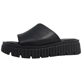 TAMARIS Damen Pantolette mit Keilabsatz Leder, schwarz, 42 EU