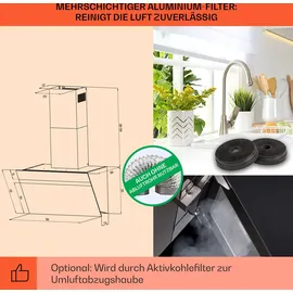Klarstein Ava 90 cm Umluft/Abluft, Dunstabzugshaube Schwarz