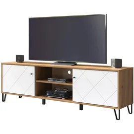 trendteam smart living - Lowboard Fernsehschrank Fernsehtisch - Wohnzimmer - Touch - Aufbaumaß (BxHxT) 183 x 56 x 40 cm - Farbe Artisan Eiche mit Weiß - 210232107