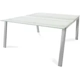 Mehrfacharbeitstisch Blanca BxTxH 160x163x73cm Gestell verchromt Platte Glas satiniert