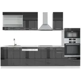 Vicco Küchenzeile Fame-Line 240 cm Mikrowellenschrank anthrazit hochglänzend/weiß matt