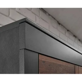 furn.design Kleiderschrank grau Braun, Kunststoff, Nachbildung, Uni, 3 Fächer, 1 Schubladen, Sockel, 150x201x62 cm Schlafzimmer, Kleiderschränke