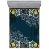 ABAKUHAUS Spannbettlaken Polyester 160 x 200 cm blau-gelb