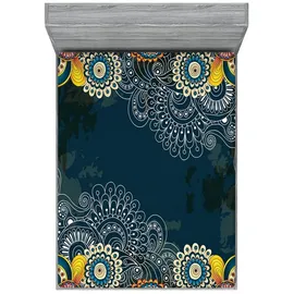 ABAKUHAUS Spannbettlaken Polyester 160 x 200 cm blau-gelb