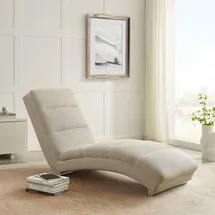 SalesFever Chaiselongue mit Quersteppung | Chrom-Füßen aus Strukturstoff in beige | Gr.: onesize