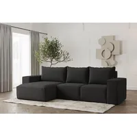 Fun Möbel Ecksofa Designersofa ESTELLE in Stoff Poso Schwarz