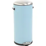 Proregal Retro Treteimer mit markanten Griffen und Kugelkappe | 30 Liter, HxØ 68,5x29,2cm | Kunststoff-Inneneimer | Hellblau