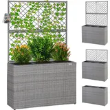 CASARIA Blumenkasten 3 Innentöpfe Polyrattan Grau