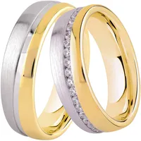 Trauring DOOSTI "Schmuck Geschenk Silber 925 Trauring Ehering Partnerring LIEBE" Gr. 52, silber (gelbgoldfarben, silberfarben), Fingerringe, Damen, 52, ohne Zirkonia, Silber 925 (Sterlingsilber), 6mm, Trauring, wahlweise mit oder ohne Zirkonia