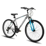 HH HILAND BAMCBASE 26 Zoll Mountainbike, Herren/Damen MTB mit 21 Gang, hochfester Stahlrahmen, V-Bremse, Hardtail Fahrrad für Erwachsene Grau