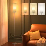 Buyya LED Stehlampe, 12W Stehlampe Wohnzimmer, E27 LED Standleuchte mit Lampenschirm und Handzugschalter, Stehleuchte mit 3 Farbtemperaturen, Ecklampe für Schlafzimmer, Wohnzimmer