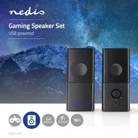 Nedis Gaming-Lautsprecher - USB - 2.0-6W - 3,5-mm-Klinke - PC - Notebook - 1.20 m - ABS - Schwarz/Silber