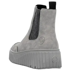 Rieker Damen Chelsea Boot Keilabsatz Profilsohle Stiefelette N2553, Größe:39 EU / Schlupfboots, Keilstiefelette mit Anziehlasche, Gr. 39 grau, -