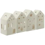 MARELIDA Teelichthalter Lichterdorf Windlicht Lichthaus weiß 4er Set