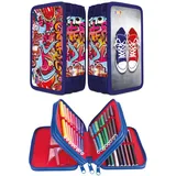 Gimboo Schulmäppchen mit Zubehör/Federmäppchen mit großem Fassungsvermögen/Mit 3 Fächer/Federtasche Federmäppchen Stifteetui/Motiv - Graffiti/Für Kinder Jungen Mädchen