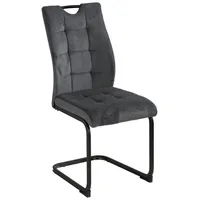 Home4You Schwingstuhl, Grau - Schwarz - Mikrofaser Webstoff -