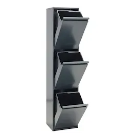 ARREGUI Basic CR304-B Mülltrennsystem aus Stahl | 3 Fächer Mülleimer für die Küche | 3 Fach Abfalleimer | 3x17L (51L) | Herausnehmbare Inneneimer + Griff | Recycling Schrank | Mülltrennung | anthrazit
