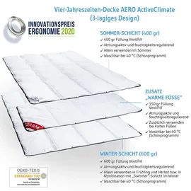 Third of Life AERO ActiveClima Bettdecke mit innovativer Climabalance®-Technologie, 4 Jahreszeiten Bettdecke mit Ventilations- & Klimazonen | Perfekte Sommer-