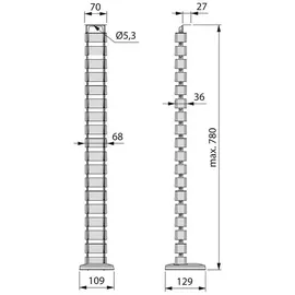 Emuca Kabeleinführungssäule 10,9x78x12,9 cm Silbergrau