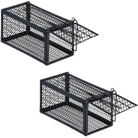 Relaxdays Lebendfalle Mäuse & Ratten 2er Set 12 x 24 x 11,5 cm