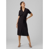 Vero Moda Shirtkleid Midi Blusen Kleid Kurzarm Tunika Dress VMVICA (lang) 5790 in Schwarz schwarz