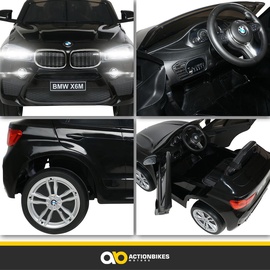 Actionbikes Motors Kinder-Elektroauto BMW X6 M F16, lizenziert, 90 Watt, Fernbedienung, LEDs, Soundmodul, EVA-Reifen (Schwarz)