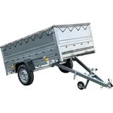 Faltbarer Anhänger GARDEN TRAILER 230 KIPP mit zusätzlichen Bordwänden, Stützrad und Flachplane
