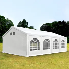 TOOLPORT Partyzelt Festzelt 4x8 m in weiß Professional PE Plane 550 N Wasserdicht UV Schutz mit BODENRAHMEN - (92103)