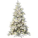 Infactory Künstlicher Weihnachtsbaum, weiße Spitzen, 500 LEDs, 70 Äste, 225 cm