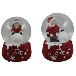 Weihn.Schneekugel Kinder sortiert 52852 10,5x10,5x14,5cm