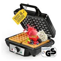 GOURMETmaxx Waffeleisen Doppel-Waffeleisen für Belgische Waffeln, 1000 W, Waffelautomat mit Antihaftbeschichtung stufenlos einstellbar schwarz|silberfarben