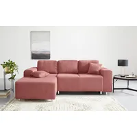 Guido Maria Kretschmer Home&Living Ecksofa Györ, L-Form, wahlweise mit Bettfunktion und Bettkasten incl. 2 Zierkissen rosa