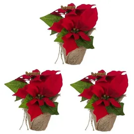 Bambelaa! 3 StückWeihnachtsstern künstlich Fenster naturgetreu Weihnachten Dekoration Weihnachtsdeko (Rot)