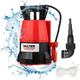 Walter Klarwasser Tauchpumpe 400 W 7000 L/h, 7 m Tauchtiefe, Flachsaugend, Schwimmschalter, Adapter-Set, Überlastungsschutz