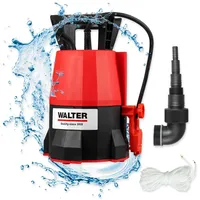 Walter Klarwasser Tauchpumpe 400 W 7000 L/h, 7 m Tauchtiefe, Flachsaugend, Schwimmschalter, Adapter-Set, Überlastungsschutz