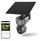 EMOS GoSmart - Smart Home Outdoor Überwachungskamera - 3MP Rotierende IP Kamera 4G/LTE & App - Bewegungserkennung, Nachtsicht, Solarpanel Akku - Google Assistant, Alexa kompatibel - wasserdicht - grau
