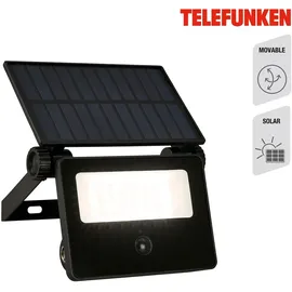 Telefunken LED Strahler Solar mit Bewegungsmelder, Dämmerungssensor, 1000 Lumen, Baustrahler, Außenlampe, Außenleuchte, Akku, Außenwandleuchte, Außenstrahler, 14x11,5x18 cm, Schwarz