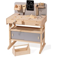 howa Kinderwerkbank aus Holz mit Werkzeugkiste und 32 tlg. Werkzeugset