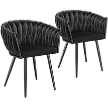 Tectake Esszimmerstuhl Astano Samt schwarz 2er Set