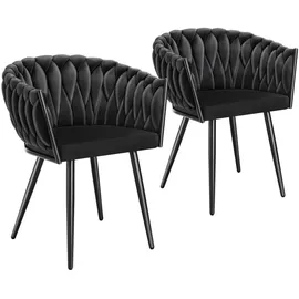Tectake Esszimmerstuhl Astano Samt schwarz 2er Set