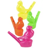 Boland 30787 - Vogelpfeifen, 4 Stück, Größe 5,5 x 6,5 cm, Partylärm, Krachmacher, Vogelgesang, Mitgebsel, Pinata, Kindergeburtstag