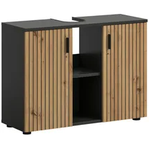 xonox.home Waschbeckenunterschrank Mone 80 x 59 x 30 cm Basalt grau / Artisan Oak
