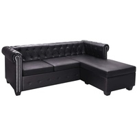 VidaXL Chesterfield Sofa in L-Form Kunstleder Schwarz