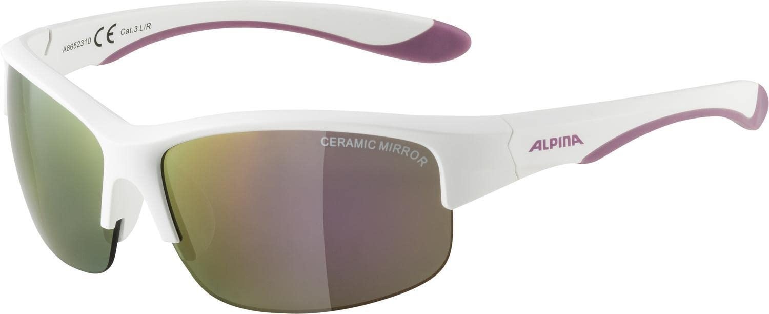 ALPINA FLEXXY YOUTH HR - Verspiegelte und Bruchsichere Sonnenbrille Mit 100% UV-Schutz Für Kinder, white purple matt, One Size