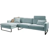 KAWOLA Ecksofa Ricarda Cord Recamiere links hellblau