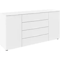 LeGer Home by Lena Gercke Schubladenkommode 160 x 81 x 42 cm Alpinweiß / Weiß Mattglas
