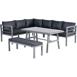 Garden Impressions Dining-ecklounge 'lakes', inkl. Sitzbank, Tisch und Kissen,arctic grey / reflex black,ohne Sessel,