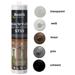 Bostik S733 Seal N Flex Bau Silicon 1K Silikon Dichtstoff 300ml Kartusche