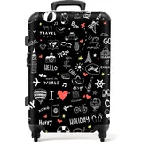 NoBoringSuitcases.com NoBoringSuitcases.com® Handgepäck, Hartschalenkoffer mit TSA Schloss, Trolley, Reisekoffer, Carry on, Rollkoffer, Klein oder Mittelgroß Schwarz