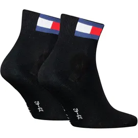 Tommy Hilfiger TH UNI TJ QUARTER 2P FLAG Sneakersocken Schwarz 39-42